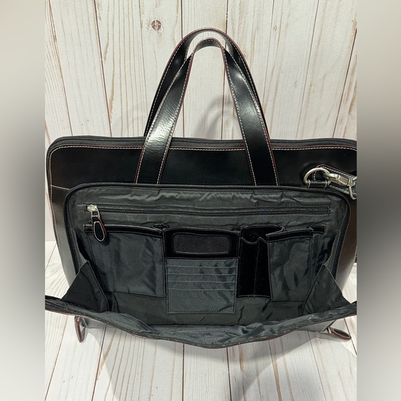 Samsonite Messenger Shoulder Bag Briefcase Black Multi Pockets Executive - Picture 3 of 13